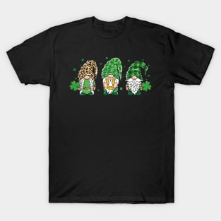 St Paddys Days Gnomes Leopard Plaid T-Shirt